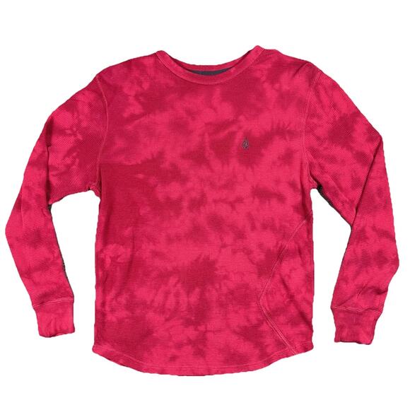 Volcom Embrace Change Mens Thermal Waffle Crew Neck Long Sleeve Shirt Medium Red - Picture 1 of 10